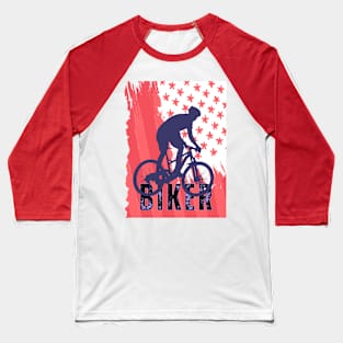 FUNNY RED BIKER FLAG USA Baseball T-Shirt